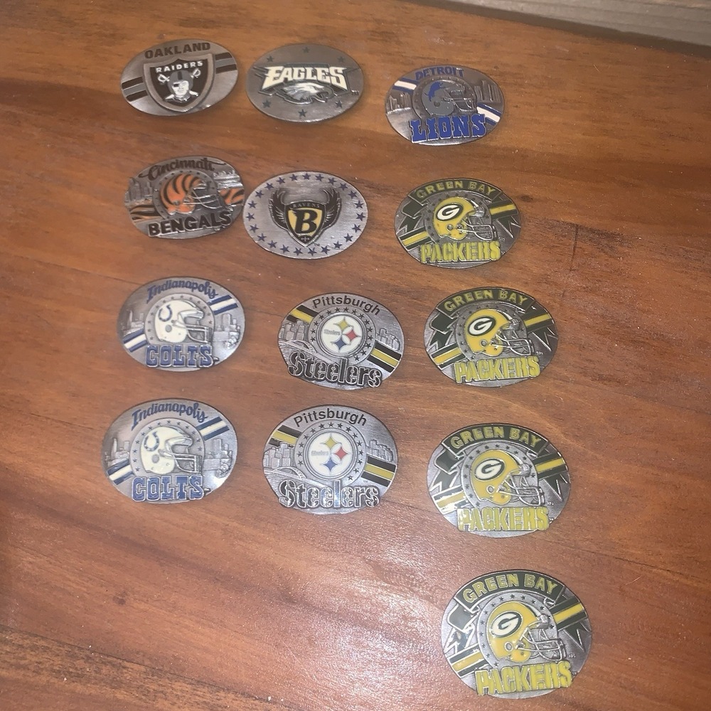 Vintage Siskiyou Lot Of 13 Metal Die Cast Various NFL Team Refrigerator Magnets
